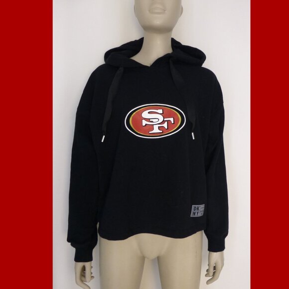 SF 49ers DKNY Sport Black Cropped Suzy Pullover Hoodie - Picture 3 of 16